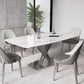 1/4/5/6 Pieces Rectangle Dining Set Sintered Stone Top Dining Table with Leather Chairs