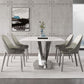 1/4/5/6 Pieces Rectangle Dining Set Sintered Stone Top Dining Table with Leather Chairs