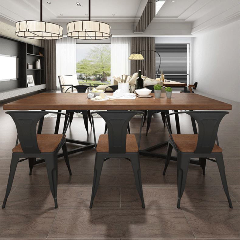 Juego de mesa de madera rectangular industrial 1/2/7 piezas de comedor para cocina