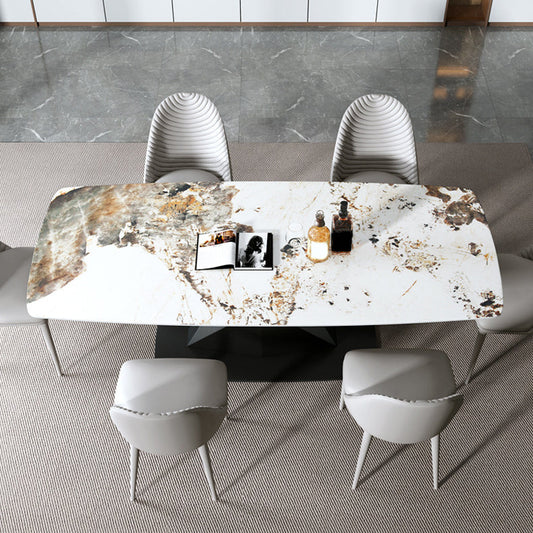 Estilo de diseñador 1/4/5/7 Piezas Rectángulo Juego de comedor de piedra sinterizada Juego de mesa de comedor de piedra sinterizada