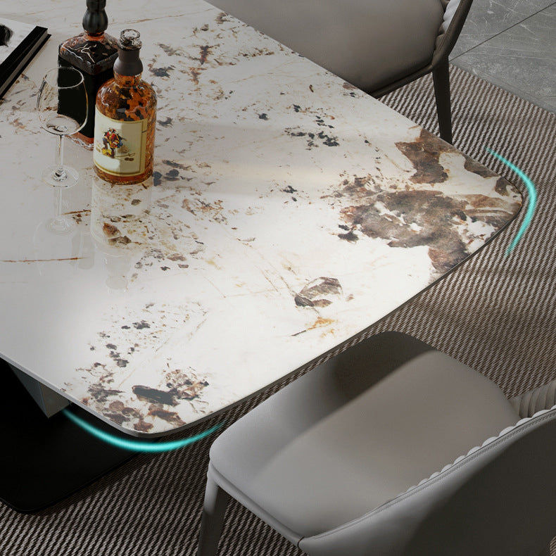 デザイナースタイル1/4/5/7ピース長方形ダイニングセット焼結ストーントップダイナテーブルセット