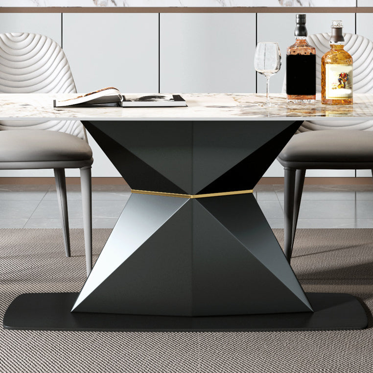 デザイナースタイル1/4/5/7ピース長方形ダイニングセット焼結ストーントップダイナテーブルセット