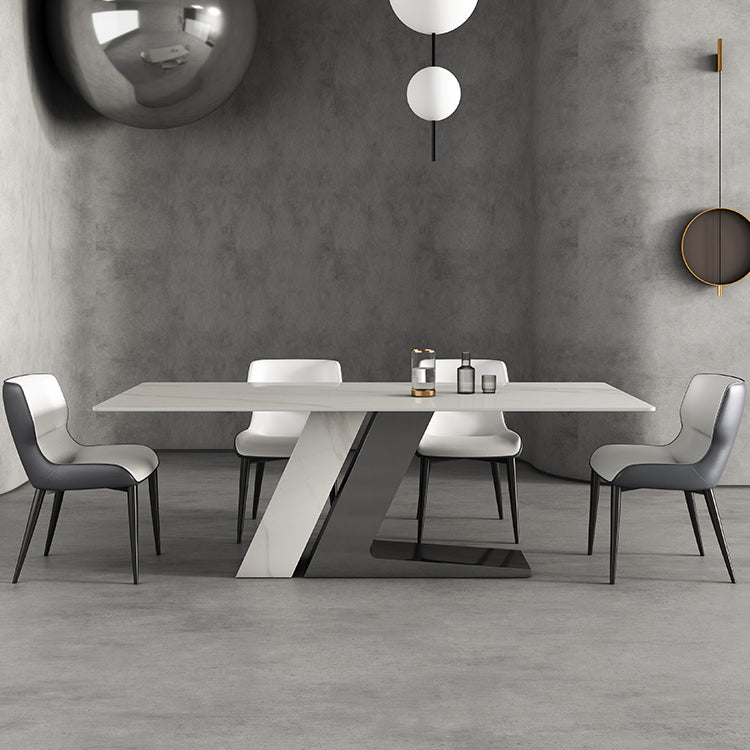 Rectangle Dining Set 1/4/5/7 Pieces Modern Sintered Stone Top Dinette Table Set 5 Pieces: Table, 4 Chairs Clearhalo 'Dining Room Sets' 'Dining Tables & Seating' 'dining_room_set' 'furn' 'furn_dining_room_set' 'Furniture' 'Kitchen & Dining Furniture' 6094231