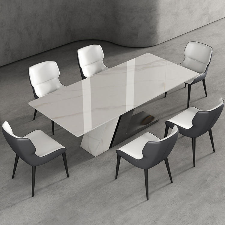 Rectangle Dining Set 1/4/5/7 Pieces Modern Sintered Stone Top Dinette Table Set 7 Pieces: Table, 6 Chairs Clearhalo 'Dining Room Sets' 'Dining Tables & Seating' 'dining_room_set' 'furn' 'furn_dining_room_set' 'Furniture' 'Kitchen & Dining Furniture' 6094232