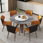 Modern Style Sintered Stone Dining Set Round 1/4/7 Pieces Dining Set for Home Use 7 Pieces: Table, 6 Orange Chairs Clearhalo 'Dining Room Sets' 'Dining Tables & Seating' 'dining_room_set' 'furn' 'furn_dining_room_set' 'Furniture' 'Kitchen & Dining Furniture' 6094252