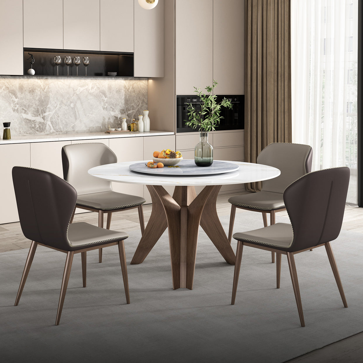 Modern Style Sintered Stone Dining Set Round 1/4/7 Pieces Dining Set for Home Use Clearhalo 'Dining Room Sets' 'Dining Tables & Seating' 'dining_room_set' 'furn' 'furn_dining_room_set' 'Furniture' 'Kitchen & Dining Furniture' 6094253