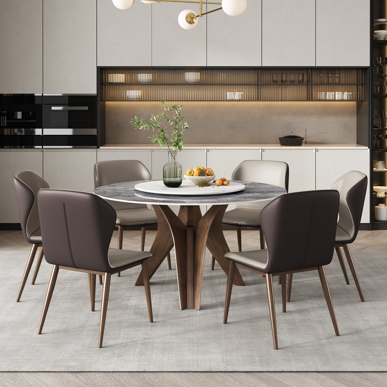 Modern Style Sintered Stone Dining Set Round 1/4/7 Pieces Dining Set for Home Use Clearhalo 'Dining Room Sets' 'Dining Tables & Seating' 'dining_room_set' 'furn' 'furn_dining_room_set' 'Furniture' 'Kitchen & Dining Furniture' 6094260