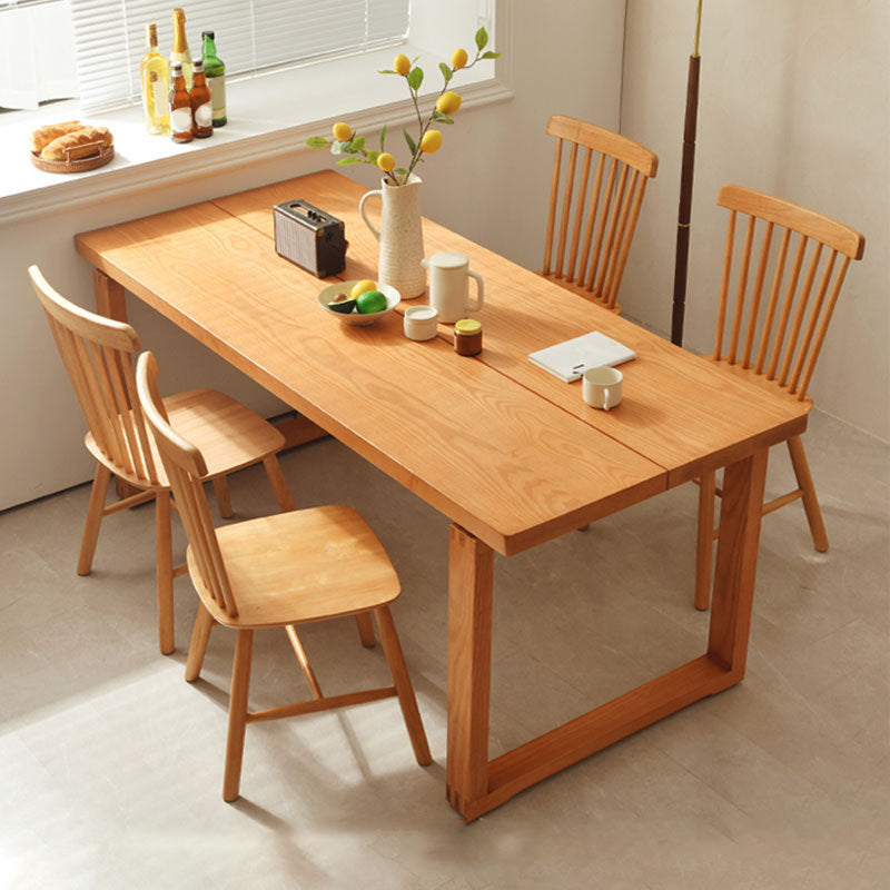 Modern Rectangle Dining Set 1/3/5 Pieces Solid Wood Dining Table with Slat Back Chairs