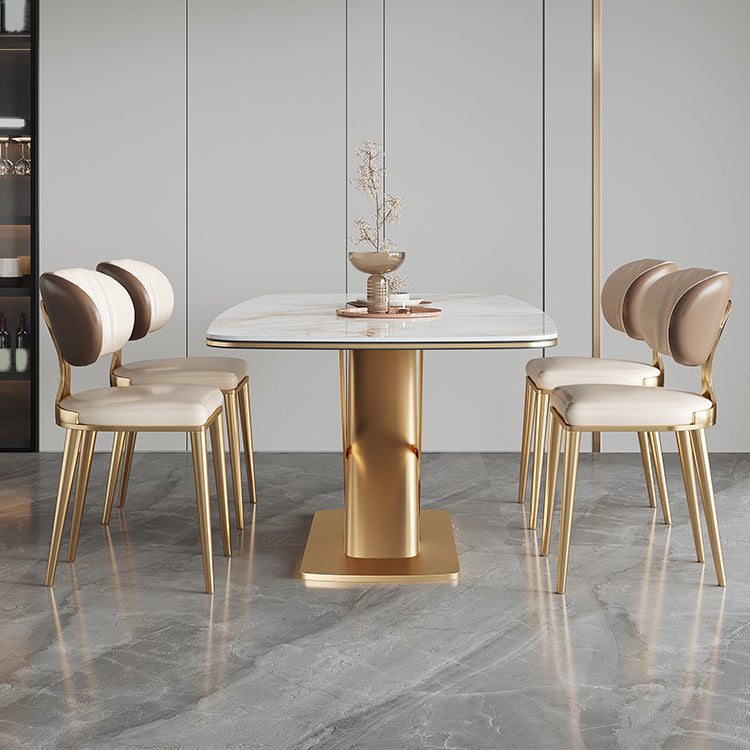 デザイナースタイル1/4/5/6/7ピース長方形ダイニングセット焼結ストーントップダイニングテーブルセット