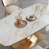 デザイナースタイル1/4/5/6/7ピース長方形ダイニングセット焼結ストーントップダイニングテーブルセット