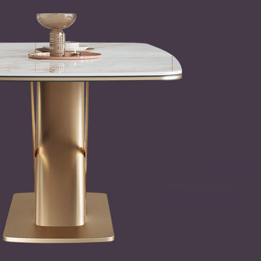 Estilo de diseñador 1/4/5/6/7 Piezas Rectángulo Juego de comedor de piedra sinterizada Juego de mesa de comedor de piedra sinterizada