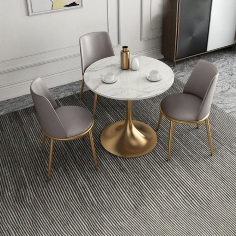 モダンなダイニングセット1/4/5ピースダイニングルーム用の丸い石のダイニングテーブル