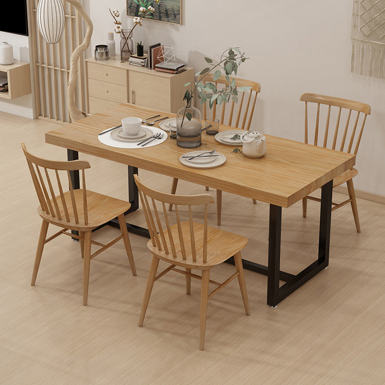 Industrial Solid Wood Dining Table Set 1/5/7 Pieces Dining Set 5 Pieces: Table, 4 Wood Chairs Clearhalo 'Dining Room Sets' 'Dining Tables & Seating' 'dining_room_set' 'furn' 'furn_dining_room_set' 'Furniture' 'Kitchen & Dining Furniture' 6094486