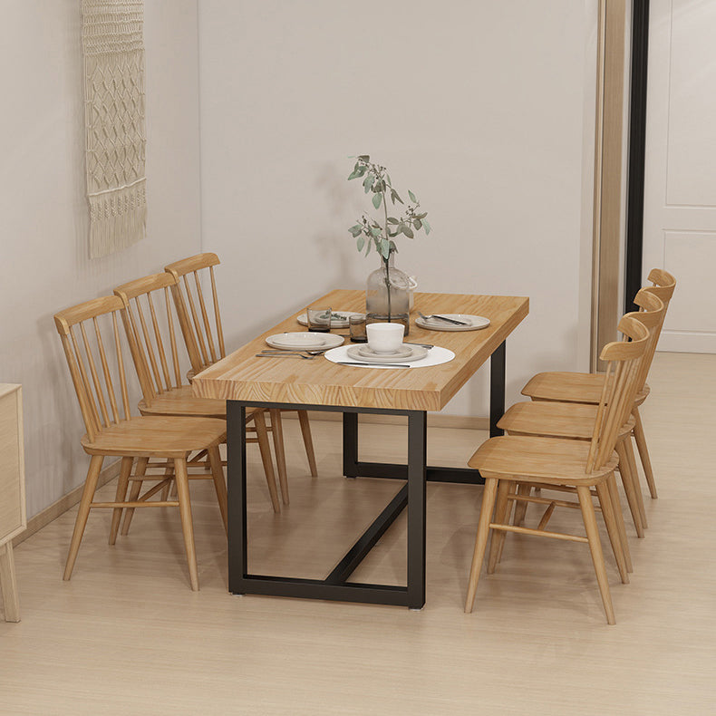 Industrial Solid Wood Dining Table Set 1/5/7 Pieces Dining Set Clearhalo 'Dining Room Sets' 'Dining Tables & Seating' 'dining_room_set' 'furn' 'furn_dining_room_set' 'Furniture' 'Kitchen & Dining Furniture' 6094491