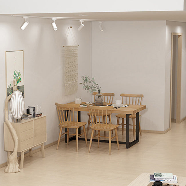 Industrial Solid Wood Dining Table Set 1/5/7 Pieces Dining Set Clearhalo 'Dining Room Sets' 'Dining Tables & Seating' 'dining_room_set' 'furn' 'furn_dining_room_set' 'Furniture' 'Kitchen & Dining Furniture' 6094493