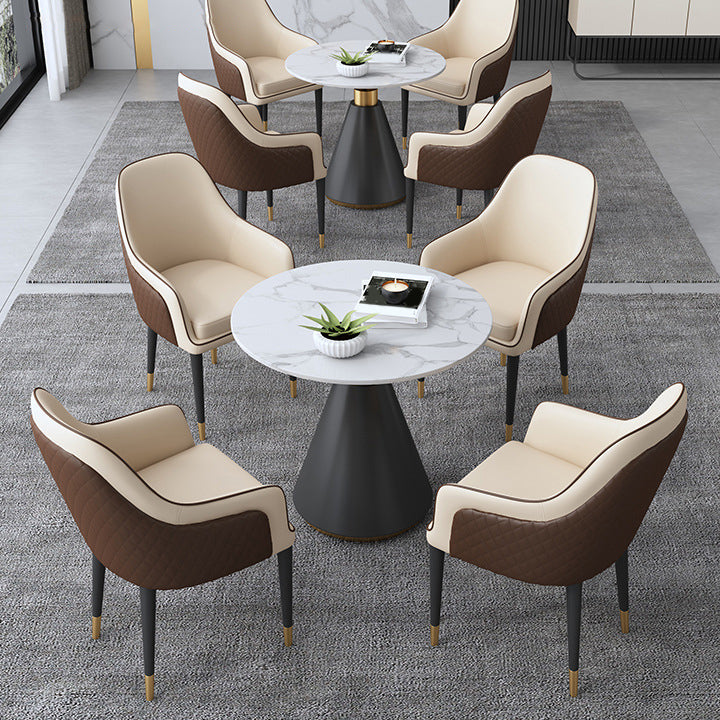 Moderne eetkamer 1/5 stuks rond stenen eettafel voor woonkamer