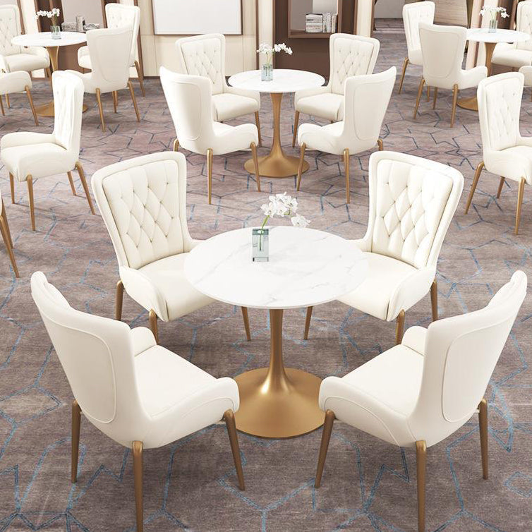 Moderne 1/5 Stücke Essberg runden Stein Esstisch für Esszimmercafé