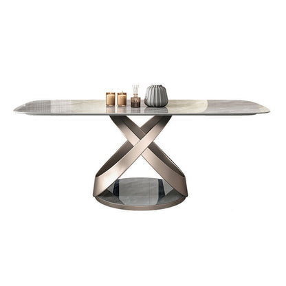 デザイナースタイルの長方形ダイニングセット1/4/5/6ピース焼結ストーントップダイナーテーブルセット