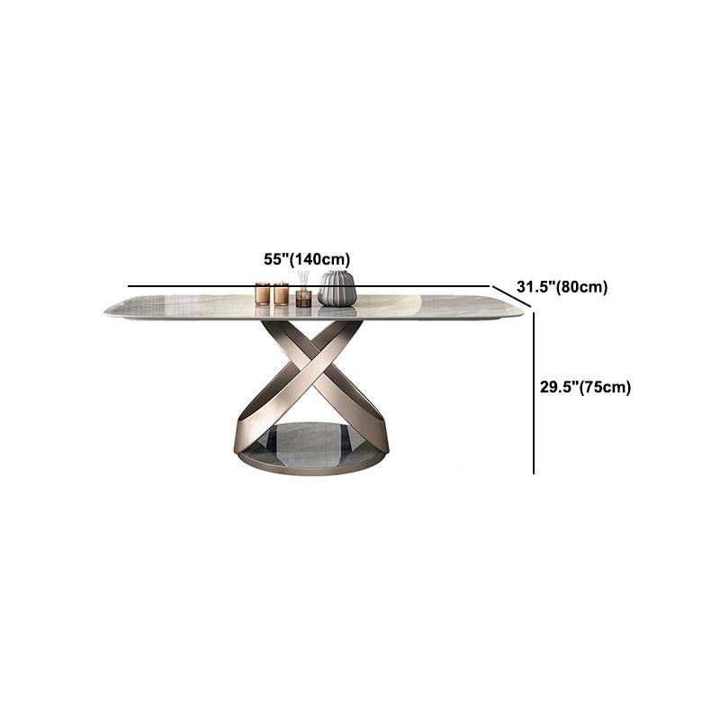 デザイナースタイルの長方形ダイニングセット1/4/5/6ピース焼結ストーントップダイナーテーブルセット