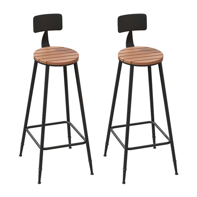 Industrial Metal Counter-height Stool Footrest Low Back Outdoor Counter Bar Stool in Black 2 Piece Set Round Clearhalo 'Bar Furniture' 'Bar Stools' 'bar_stools' 'furn' 'furn_bar_stools' 'Furniture' 'Kitchen & Dining Furniture' 6094739