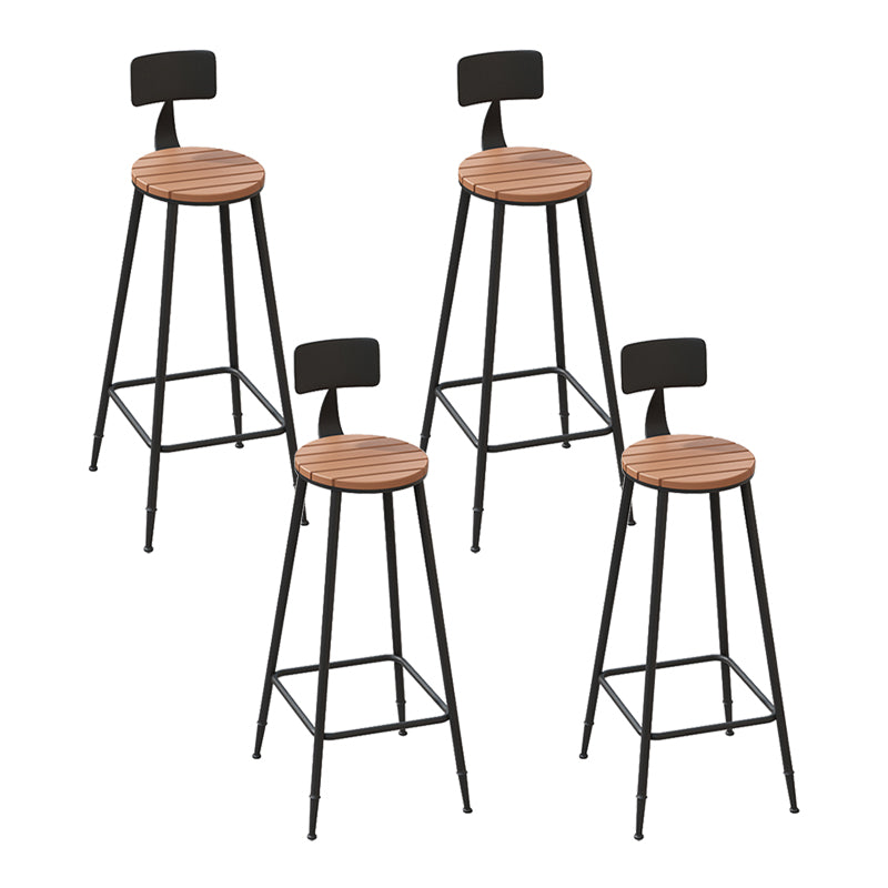 Industrial Metal Counter-height Stool Footrest Low Back Outdoor Counter Bar Stool in Black 4 Piece Set Round Clearhalo 'Bar Furniture' 'Bar Stools' 'bar_stools' 'furn' 'furn_bar_stools' 'Furniture' 'Kitchen & Dining Furniture' 6094740