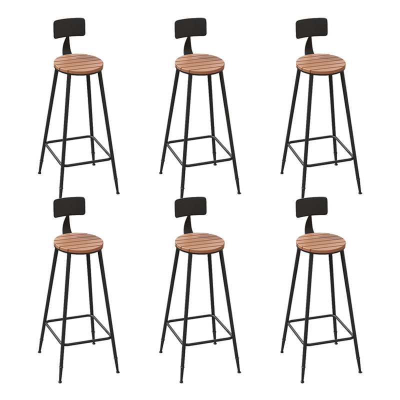 Industrial Metal Counter-height Stool Footrest Low Back Outdoor Counter Bar Stool in Black 6 Piece Set Round Clearhalo 'Bar Furniture' 'Bar Stools' 'bar_stools' 'furn' 'furn_bar_stools' 'Furniture' 'Kitchen & Dining Furniture' 6094742
