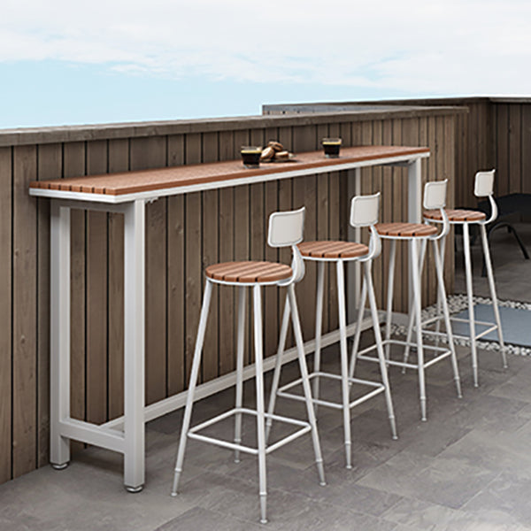 Industrial Metal Counter-height Stool Footrest Low Back Outdoor Counter Bar Stool in Black Clearhalo 'Bar Furniture' 'Bar Stools' 'bar_stools' 'furn' 'furn_bar_stools' 'Furniture' 'Kitchen & Dining Furniture' 6094743