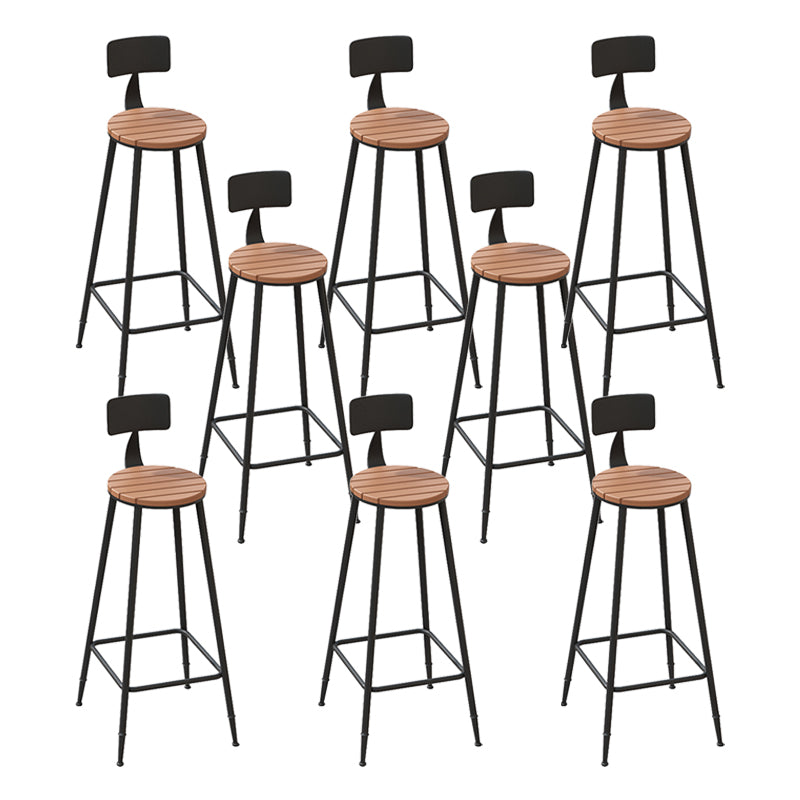 Industrial Metal Counter-height Stool Footrest Low Back Outdoor Counter Bar Stool in Black 8 Piece Set Round Clearhalo 'Bar Furniture' 'Bar Stools' 'bar_stools' 'furn' 'furn_bar_stools' 'Furniture' 'Kitchen & Dining Furniture' 6094744