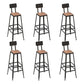 Industrial Metal Counter-height Stool Footrest Low Back Outdoor Counter Bar Stool in Black 6 Piece Set Square Clearhalo 'Bar Furniture' 'Bar Stools' 'bar_stools' 'furn' 'furn_bar_stools' 'Furniture' 'Kitchen & Dining Furniture' 6094752