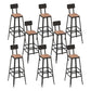 Industrial Metal Counter-height Stool Footrest Low Back Outdoor Counter Bar Stool in Black 8 Piece Set Square Clearhalo 'Bar Furniture' 'Bar Stools' 'bar_stools' 'furn' 'furn_bar_stools' 'Furniture' 'Kitchen & Dining Furniture' 6094754