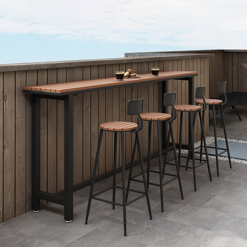 Industrial Metal Counter-height Stool Footrest Low Back Outdoor Counter Bar Stool in Black Clearhalo 'Bar Furniture' 'Bar Stools' 'bar_stools' 'furn' 'furn_bar_stools' 'Furniture' 'Kitchen & Dining Furniture' 6094755