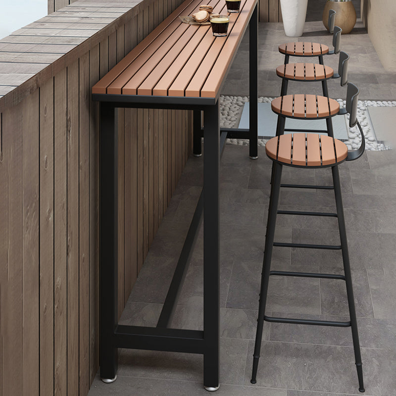 Industrial Metal Counter-height Stool Footrest Low Back Outdoor Counter Bar Stool in Black Clearhalo 'Bar Furniture' 'Bar Stools' 'bar_stools' 'furn' 'furn_bar_stools' 'Furniture' 'Kitchen & Dining Furniture' 6094756