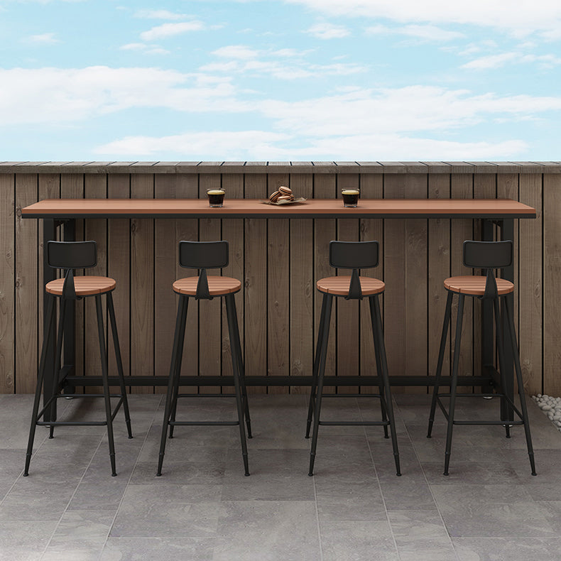 Industrial Metal Counter-height Stool Footrest Low Back Outdoor Counter Bar Stool in Black Clearhalo 'Bar Furniture' 'Bar Stools' 'bar_stools' 'furn' 'furn_bar_stools' 'Furniture' 'Kitchen & Dining Furniture' 6094757