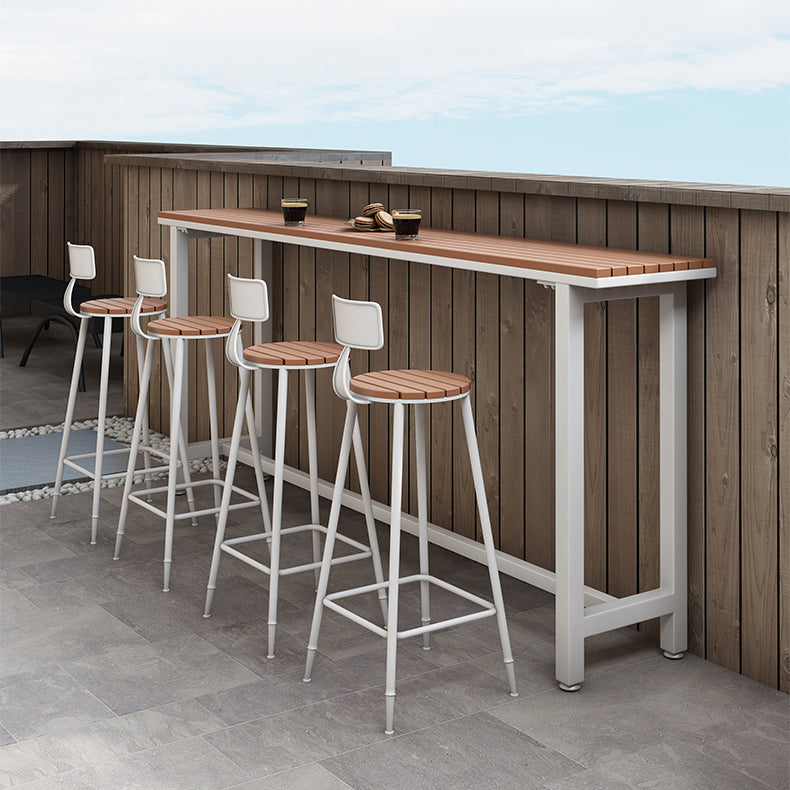 Industrial Metal Counter-height Stool Footrest Low Back Outdoor Counter Bar Stool in Black Clearhalo 'Bar Furniture' 'Bar Stools' 'bar_stools' 'furn' 'furn_bar_stools' 'Furniture' 'Kitchen & Dining Furniture' 6094760