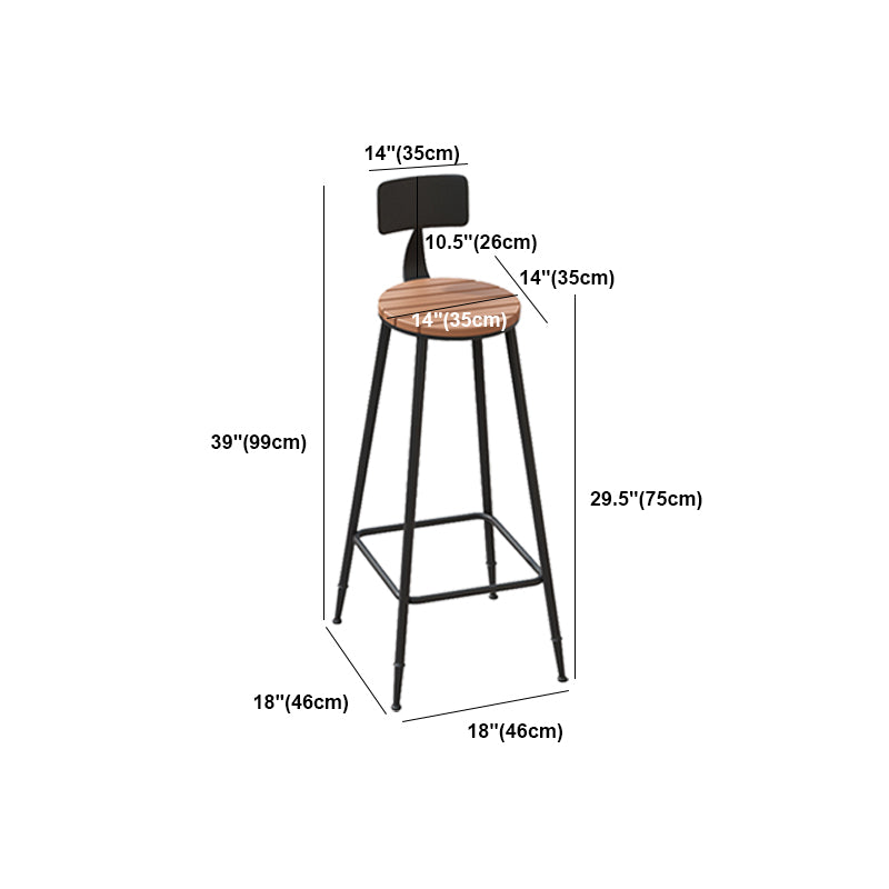 Industrial Metal Counter-height Stool Footrest Low Back Outdoor Counter Bar Stool in Black Clearhalo 'Bar Furniture' 'Bar Stools' 'bar_stools' 'furn' 'furn_bar_stools' 'Furniture' 'Kitchen & Dining Furniture' 6094762