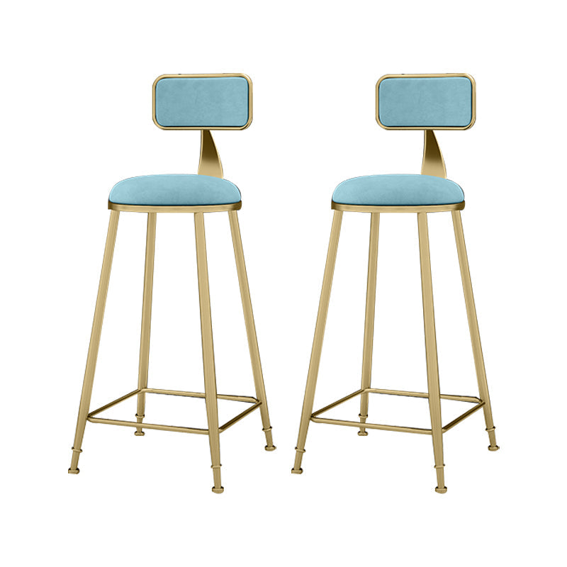 Nordic Armless Backrest Counter Stool Iron KitchenBar Stool with Cushion and Pedal