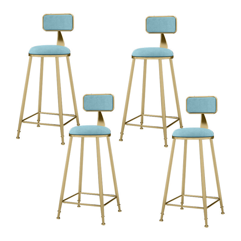 Nordic Armless Backrest Counter Stool Iron KitchenBar Stool with Cushion and Pedal