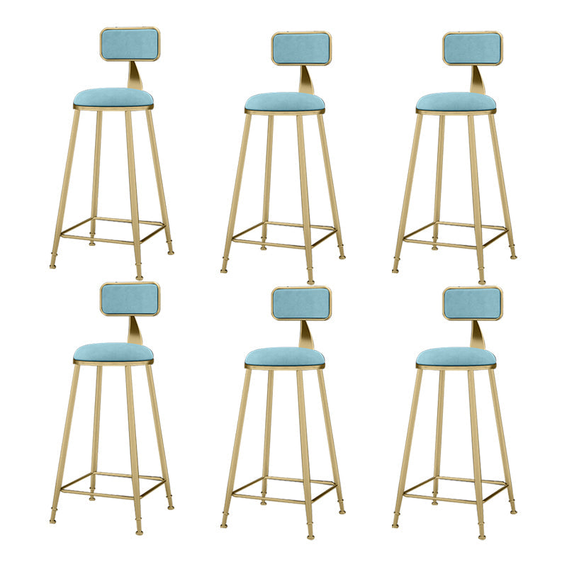Nordic Armless Backrest Counter Stool Iron KitchenBar Stool with Cushion and Pedal