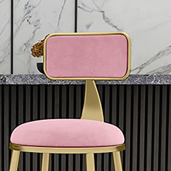 Nordic Armless Backrest Counter Stool Iron KitchenBar Stool with Cushion and Pedal