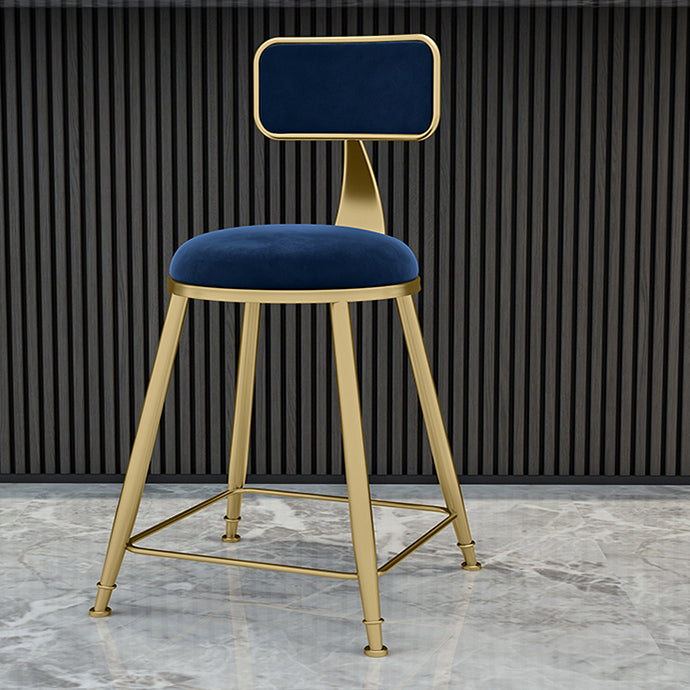 Nordic Armless Backrest Counter Stool Iron KitchenBar Stool with Cushion and Pedal