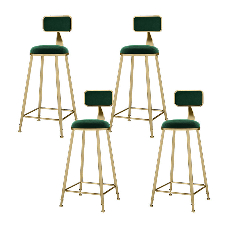 Nordic Armless Backrest Counter Stool Iron KitchenBar Stool with Cushion and Pedal