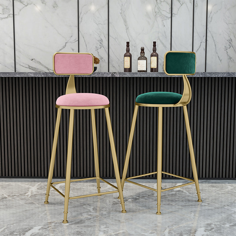 Nordic Armless Backrest Counter Stool Iron KitchenBar Stool with Cushion and Pedal