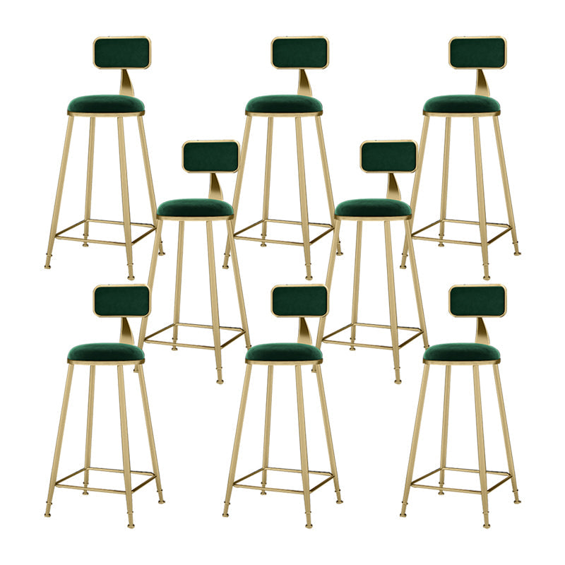 Nordic Armless Backrest Counter Stool Iron KitchenBar Stool with Cushion and Pedal