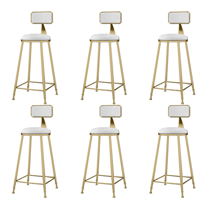 Nordic Armless Backrest Counter Stool Iron KitchenBar Stool with Cushion and Pedal