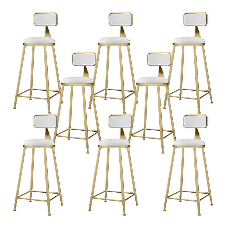 Nordic Armless Backrest Counter Stool Iron KitchenBar Stool with Cushion and Pedal