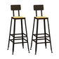 Industrial Indoor Bar & Counter Stool Square Footrest Backrest Black Metal Counter Stool