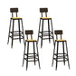 Industrial Indoor Bar & Counter Stool Square Footrest Backrest Black Metal Counter Stool