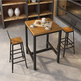 Industrial Indoor Bar & Counter Stool Square Footrest Backrest Black Metal Counter Stool