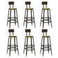 Industrial Indoor Bar & Counter Stool Square Footrest Backrest Black Metal Counter Stool