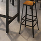 Industrial Indoor Bar & Counter Stool Square Footrest Backrest Black Metal Counter Stool